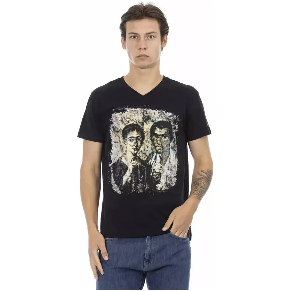 Trussardi Action Black Cotton Mens TShirt Trussardi Action