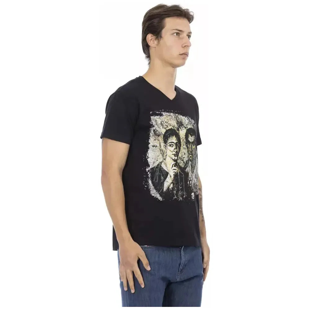 Trussardi Action Black Cotton Mens TShirt Trussardi Action