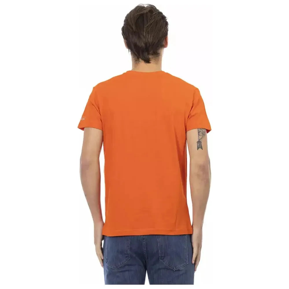 Trussardi Action Orange Cotton Men's V-Neck T-Shirt