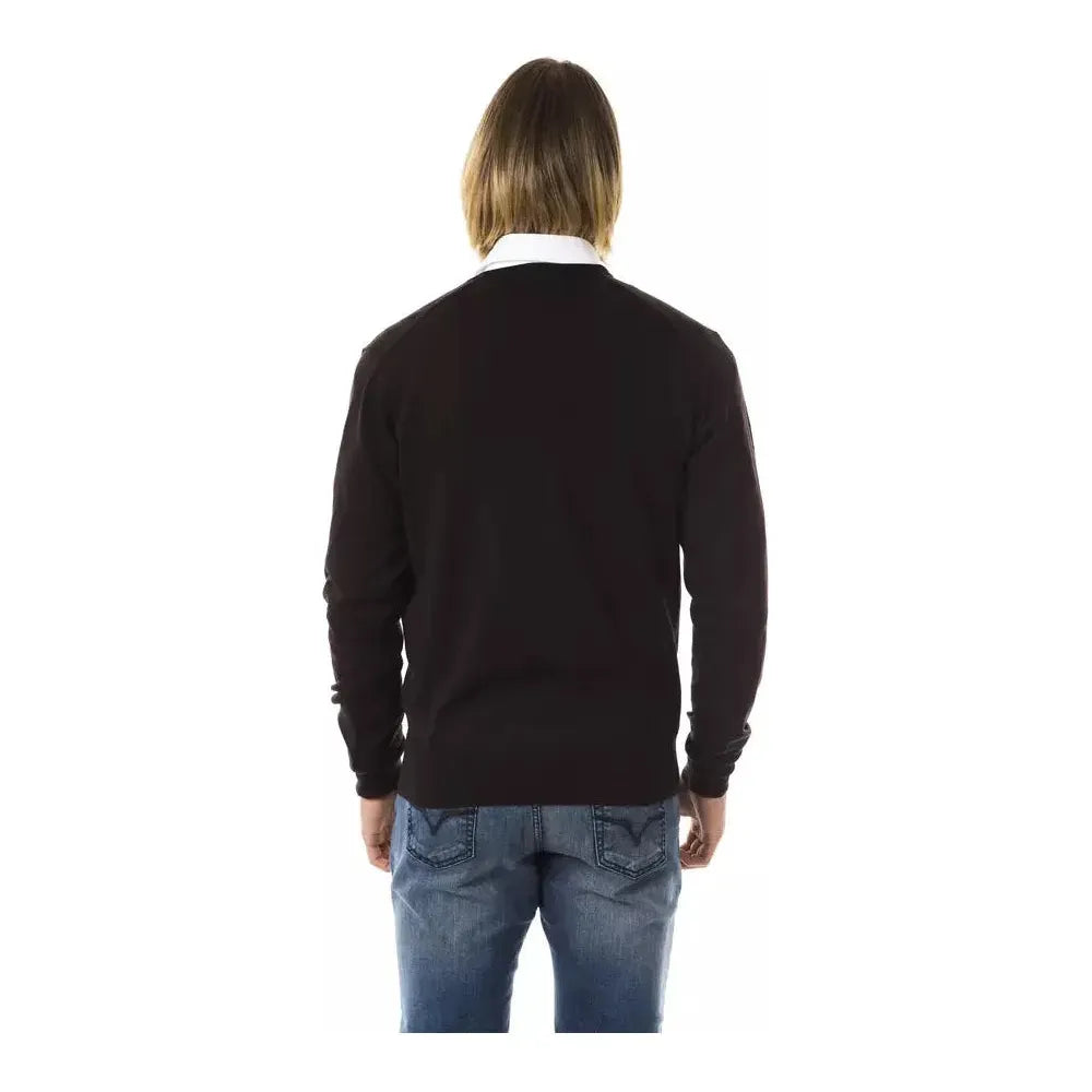 Uominitaliani Brown Merino Wool Men Sweater Uominitaliani