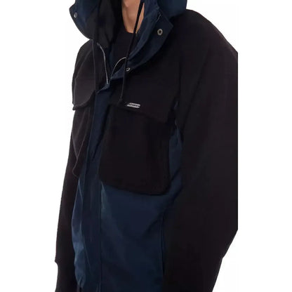 Nicolo Tonetto Black Wool Men Jacket with Hood and Pockets