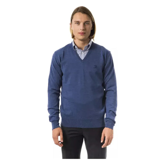 Uominitaliani Blue Merino Wool Men's Sweater