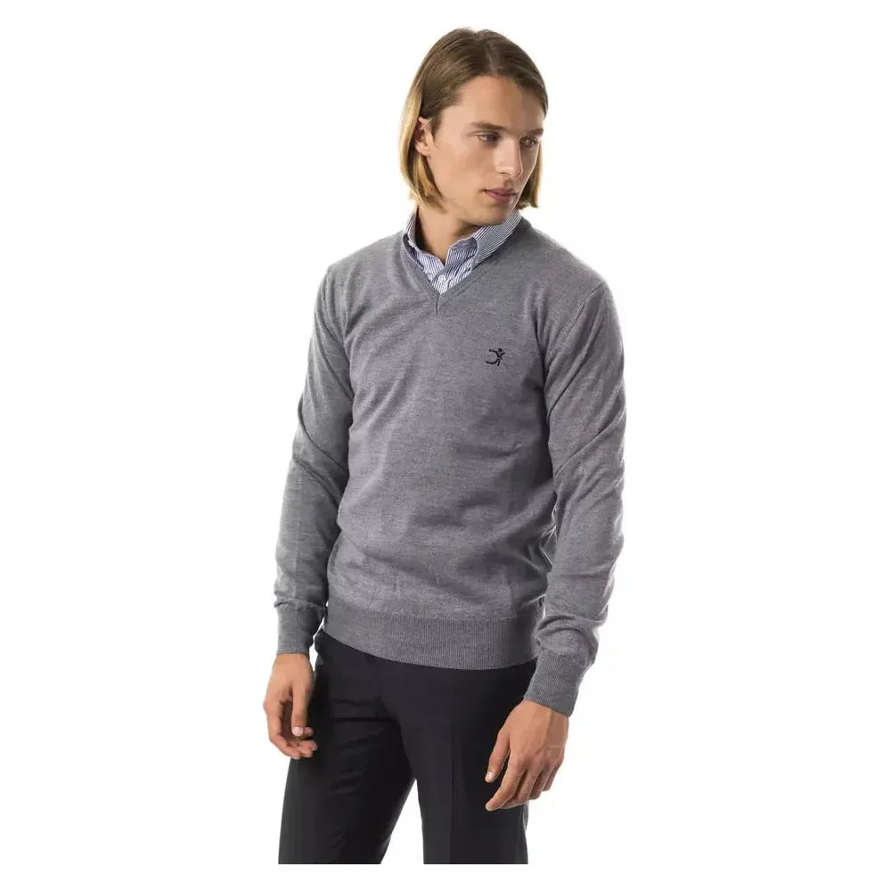 Uominitaliani Gray Merino Wool Men Sweater