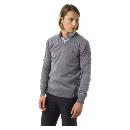 Uominitaliani Gray Merino Wool Men Sweater