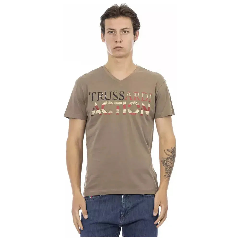 Trussardi Action Brown Cotton Men T-Shirt Trussardi Action