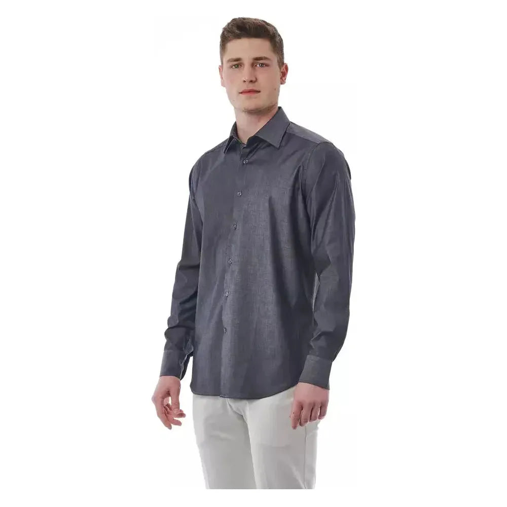 Bagutta Gray Cotton Men Shirt Bagutta