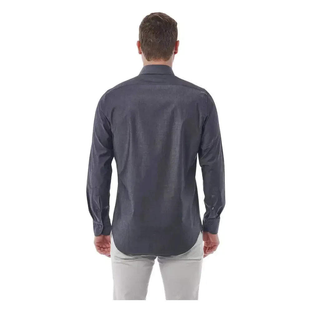 Bagutta Gray Cotton Men Shirt Bagutta