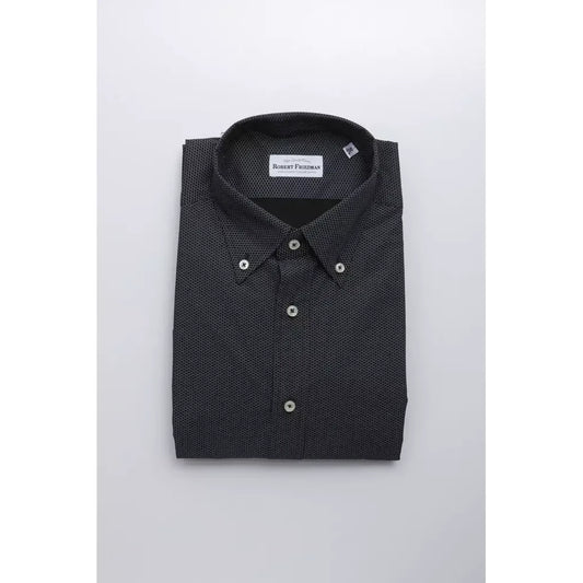 Robert Friedman Black Cotton Men Shirt