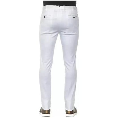 PT Torino White Cotton Men Slim Trouser