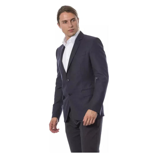 Elegant Blue Wool Single-Breasted Blazer