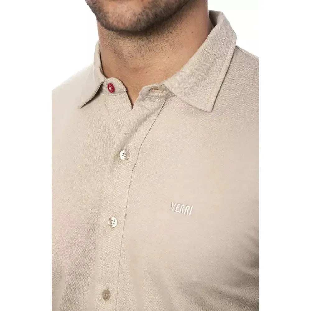 Verri Beige Cotton Men Shirt Verri