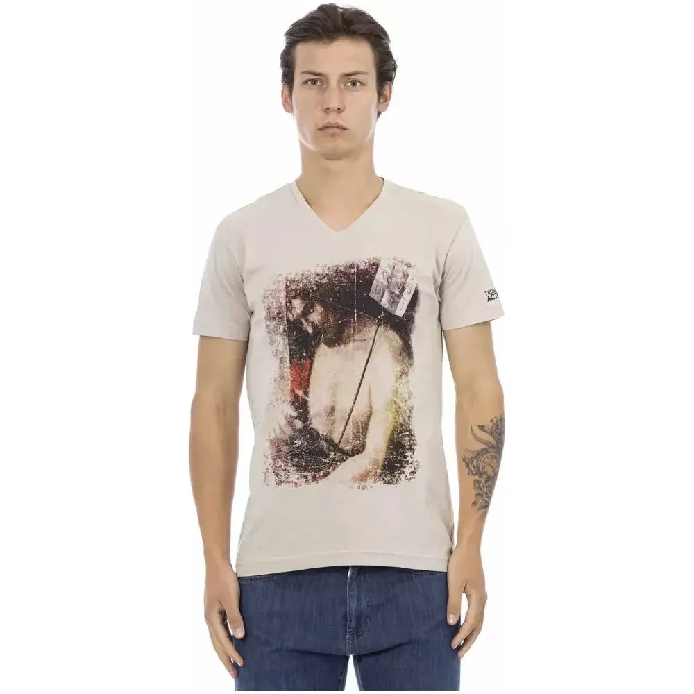 Trussardi Action Beige Cotton Men T-Shirt
