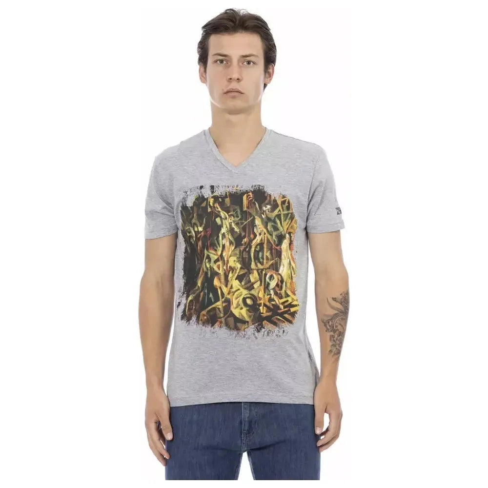 Trussardi Action Gray Cotton Men T-Shirt Trussardi Action