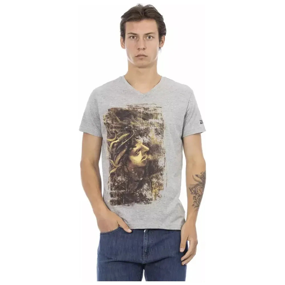Trussardi Action Gray Cotton Men T-Shirt