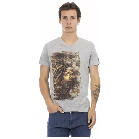 Trussardi Action Gray Cotton Men T-Shirt Trussardi Action