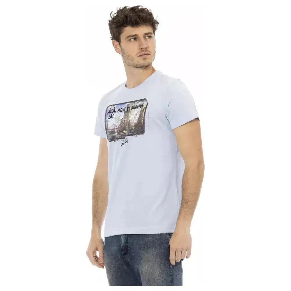 Trussardi Action Light Blue Cotton Men T-Shirt Trussardi Action