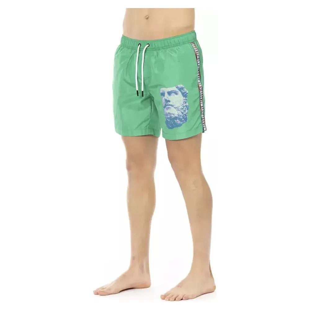 Bikkembergs Green Polyester Men Swim Short Bikkembergs