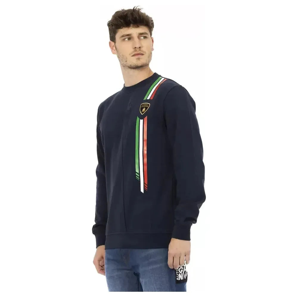 Automobili Lamborghini Blue Cotton Men Sweater Automobili Lamborghini