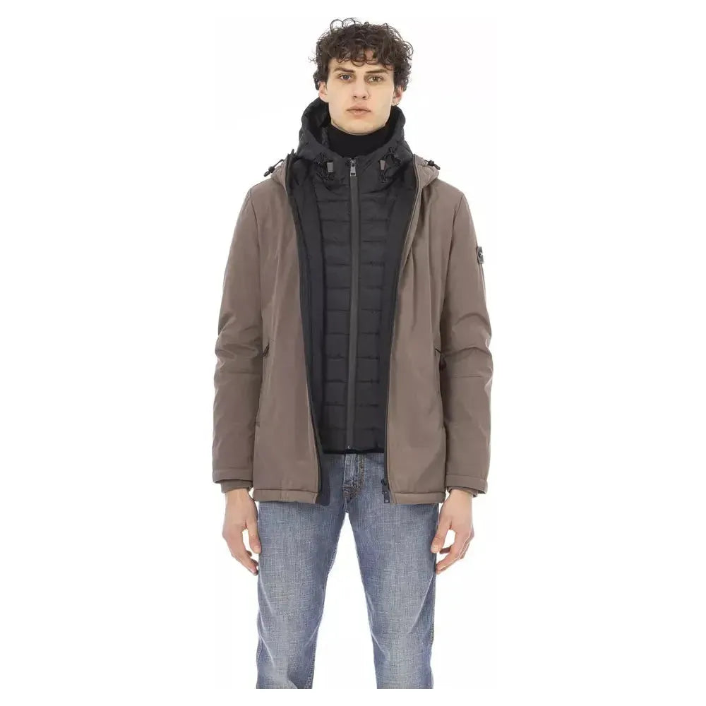 Baldinini Trend Beige Polyester Men Jacket Baldinini Trend