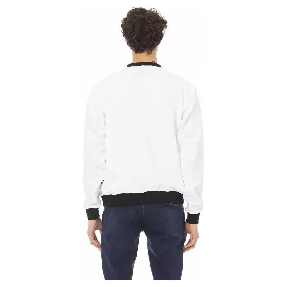 Baldinini Trend White Cotton Men Sweater Baldinini Trend