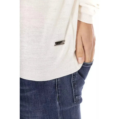 Baldinini Trend White Fabric Men Turtleneck Sweater