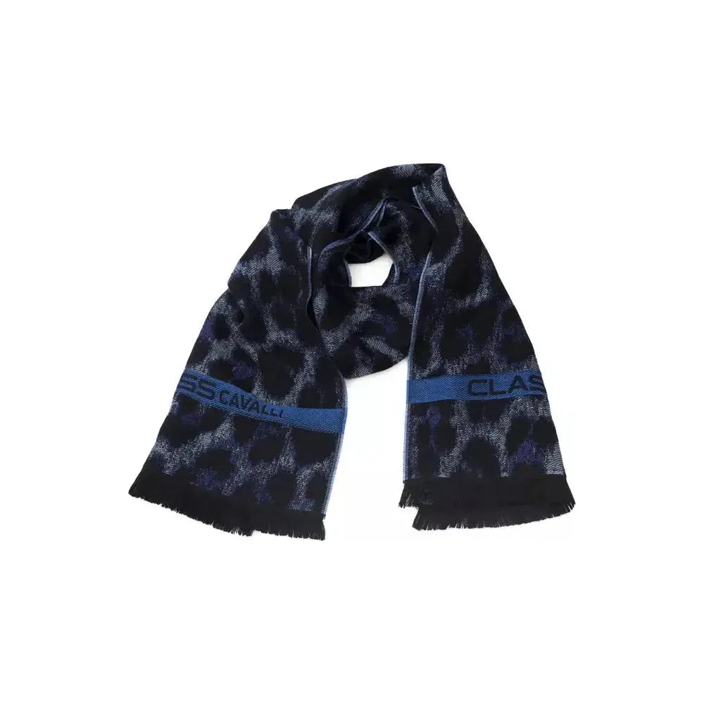 Cavalli Class Blue Wool Men Scarf Scarves Cavalli Class