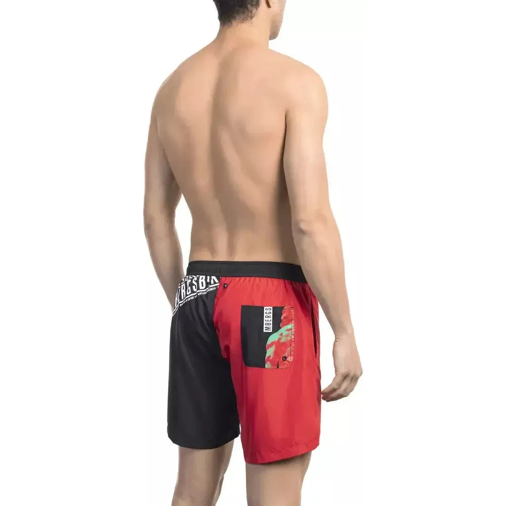 Bikkembergs Red Polyester Men Swim Short Bikkembergs