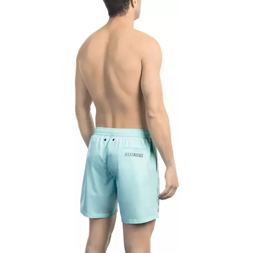 Bikkembergs Light Blue Polyester Men Swim Short Bikkembergs