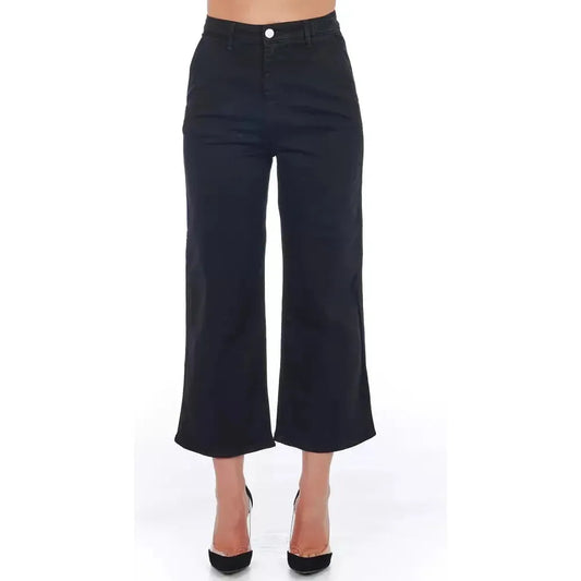 Frankie Morello Black Cotton Women Cropped Pant Frankie Morello