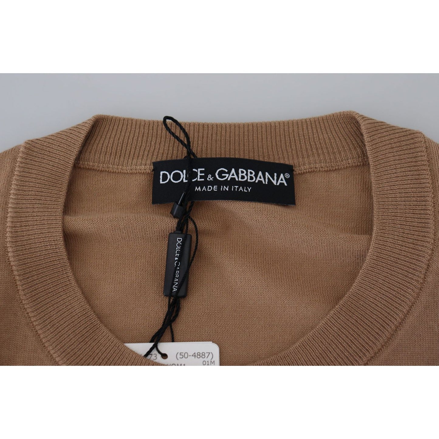 Dolce & Gabbana Beige Cashmere Crewneck Pullover Sweater Dolce & Gabbana