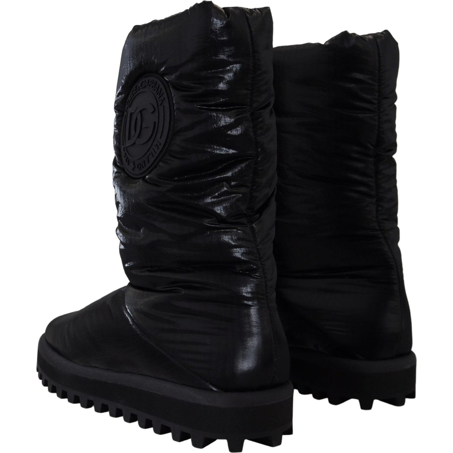 Dolce & Gabbana Elegant Mid-Calf Boots in Black Polyester Dolce & Gabbana