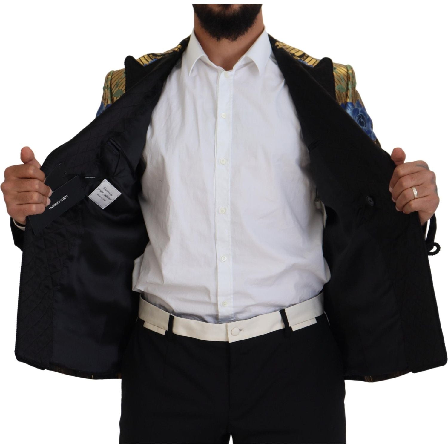 Dolce & Gabbana Gold Lurex Double Breasted Jacket Blazer