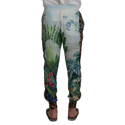 Dolce & Gabbana White Floral Printed Men Jogger Pants