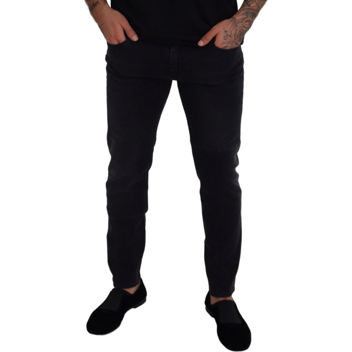 Dolce & Gabbana Sleek Black Cotton Blend Denim Pants Dolce & Gabbana