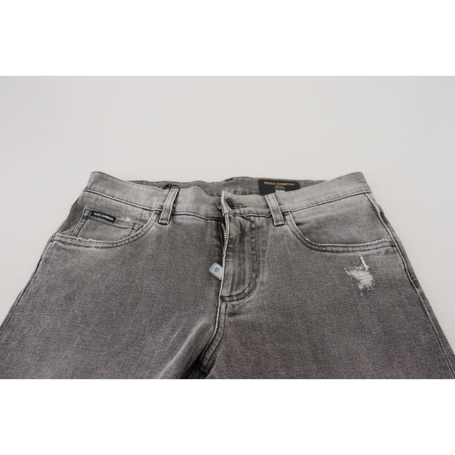 Dolce & Gabbana Grey Washed Cotton Skinny Denim Jeans