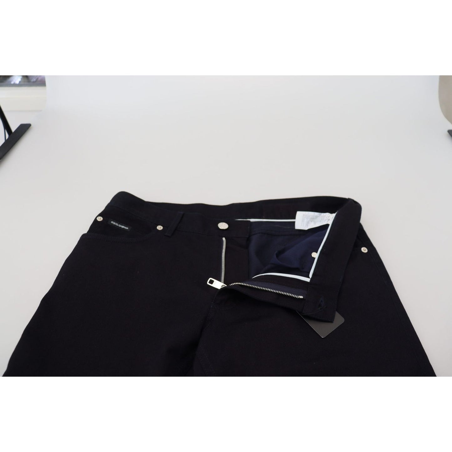 Dolce & Gabbana Elegant Black Silk Blend Denim Pants Dolce & Gabbana