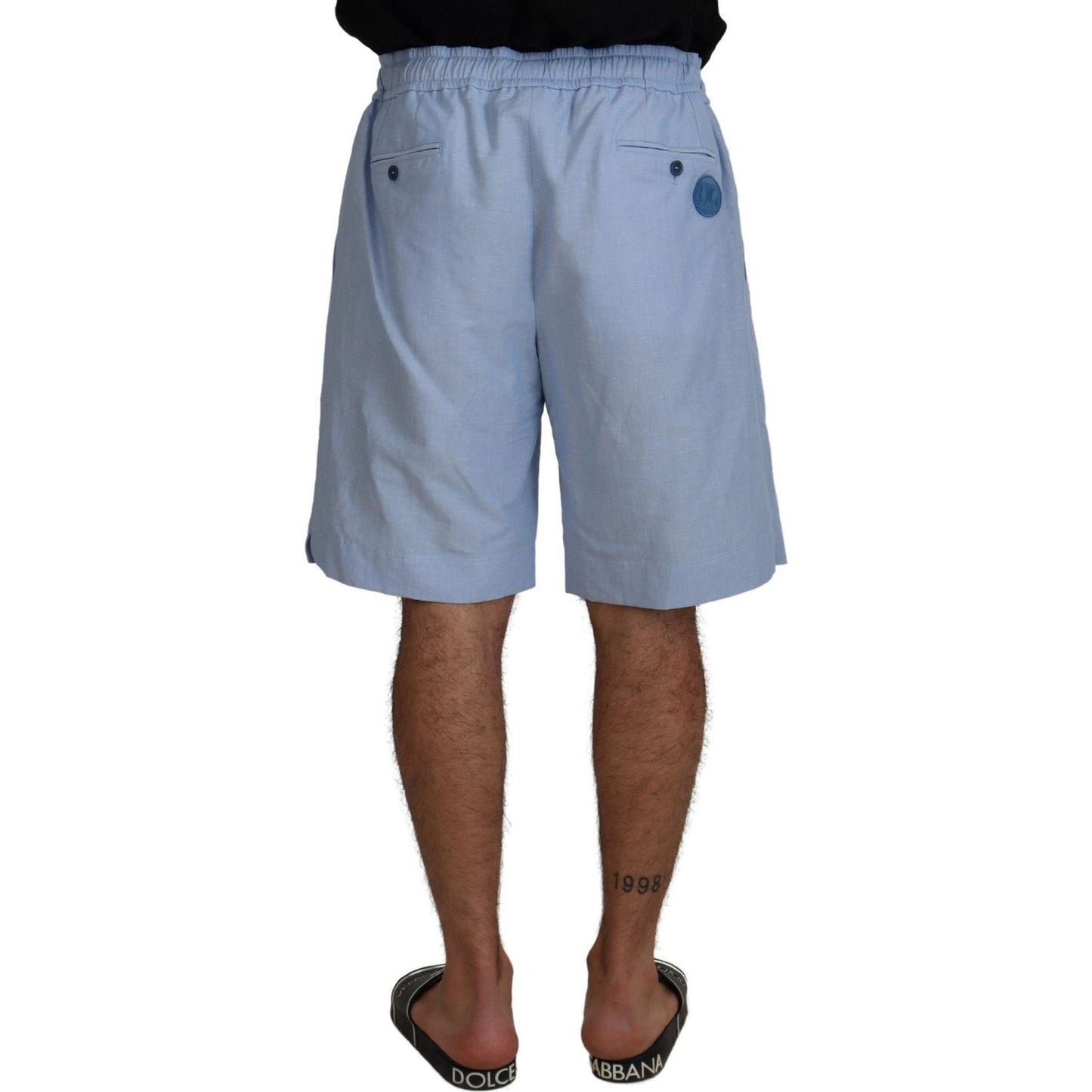 Dolce & Gabbana Elegant Light Blue Linen-Cotton Summer Shorts Dolce & Gabbana