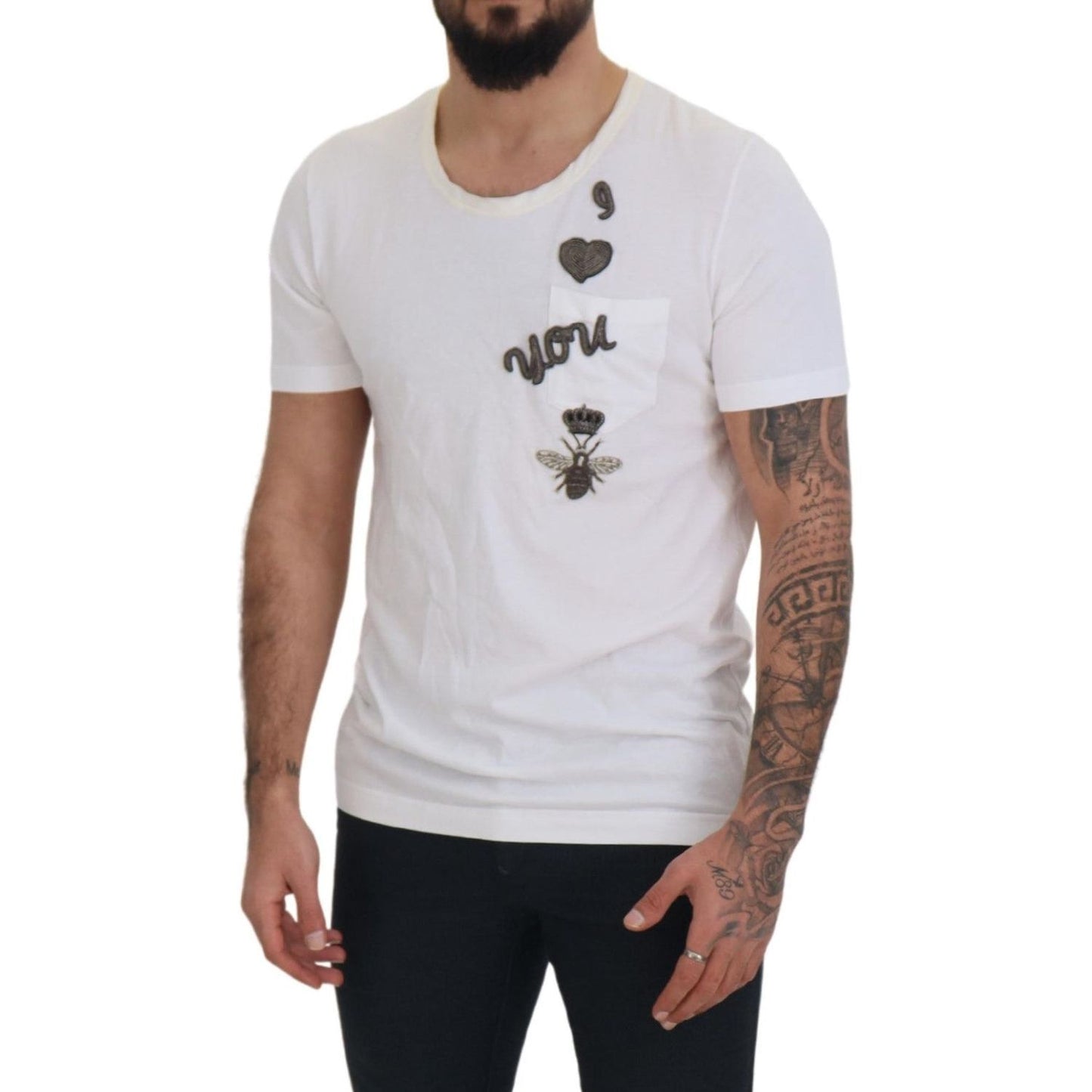 Dolce & Gabbana Elegant White Crewneck Cotton Silk Tee Dolce & Gabbana