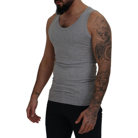 Dolce & Gabbana Sleek Sleeveless Grey Cotton Tank Top Dolce & Gabbana