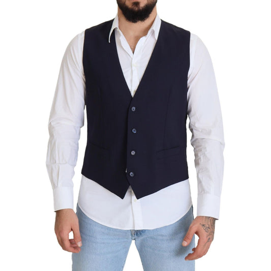 Dolce & Gabbana Elegant Dark Blue Formal Dress Vest Dolce & Gabbana