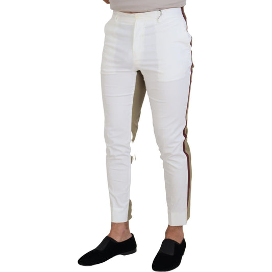 Dolce & Gabbana Two-Tone White & Brown Chic Cotton Pants Dolce & Gabbana