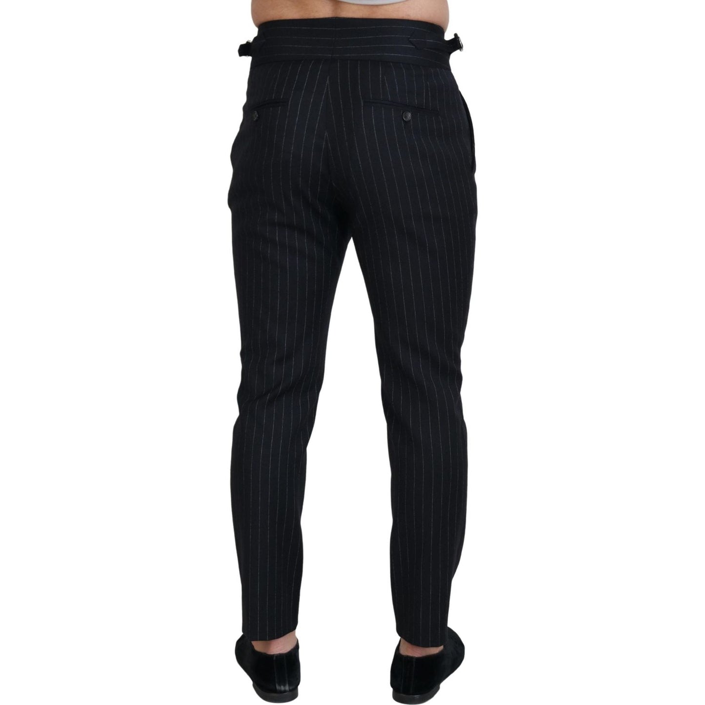 Dolce & Gabbana Elegant Black Striped Wool Blend Trousers Dolce & Gabbana