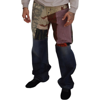 Dolce & Gabbana Multicolor Silk Patchwork Men Denim Jeans
