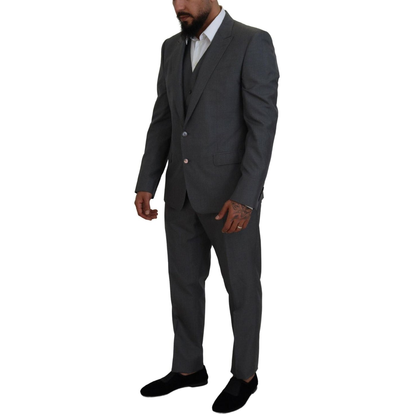 Dolce & Gabbana Sleek Silver Martini Slim Fit Three-Piece Suit Dolce & Gabbana