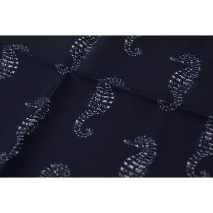 Dolce & Gabbana Blue Seahorse DG Printed Square Handkerchief Scarf