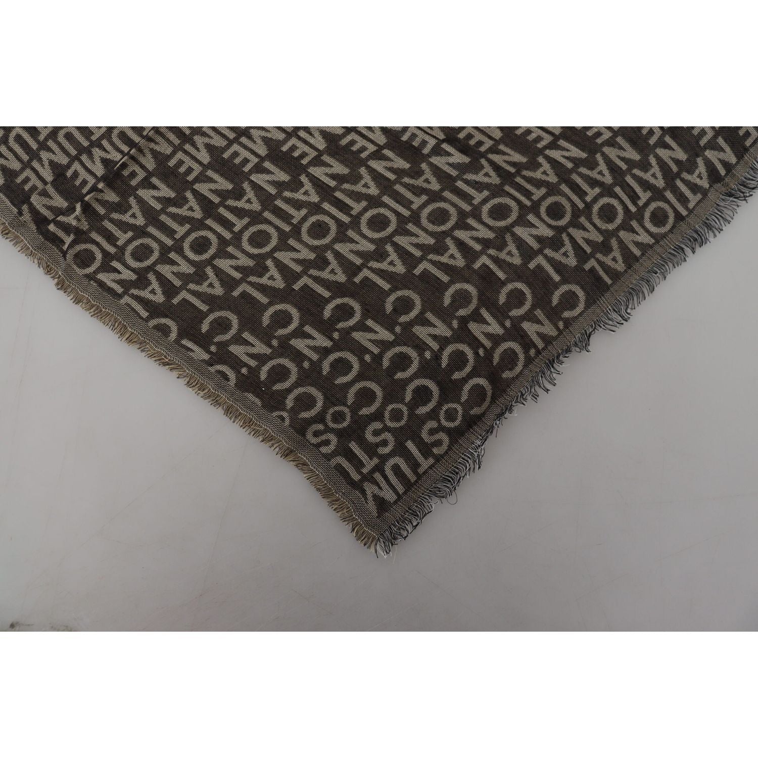 Costume National Gray Logo Knit Neck Wrap Shawl Scarf