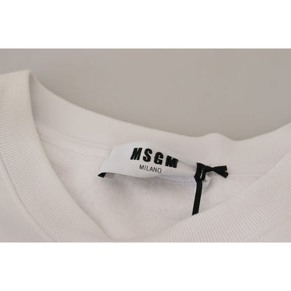 MSGM White Cotton Crewneck Pullover Sweatshirt Sweater