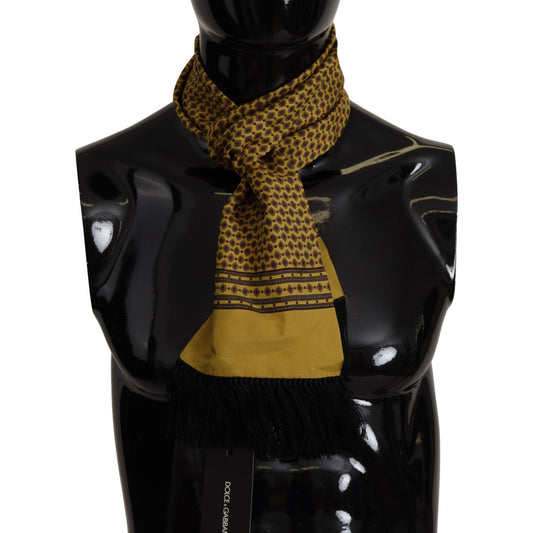 Elegant Yellow Silk Men's Scarf