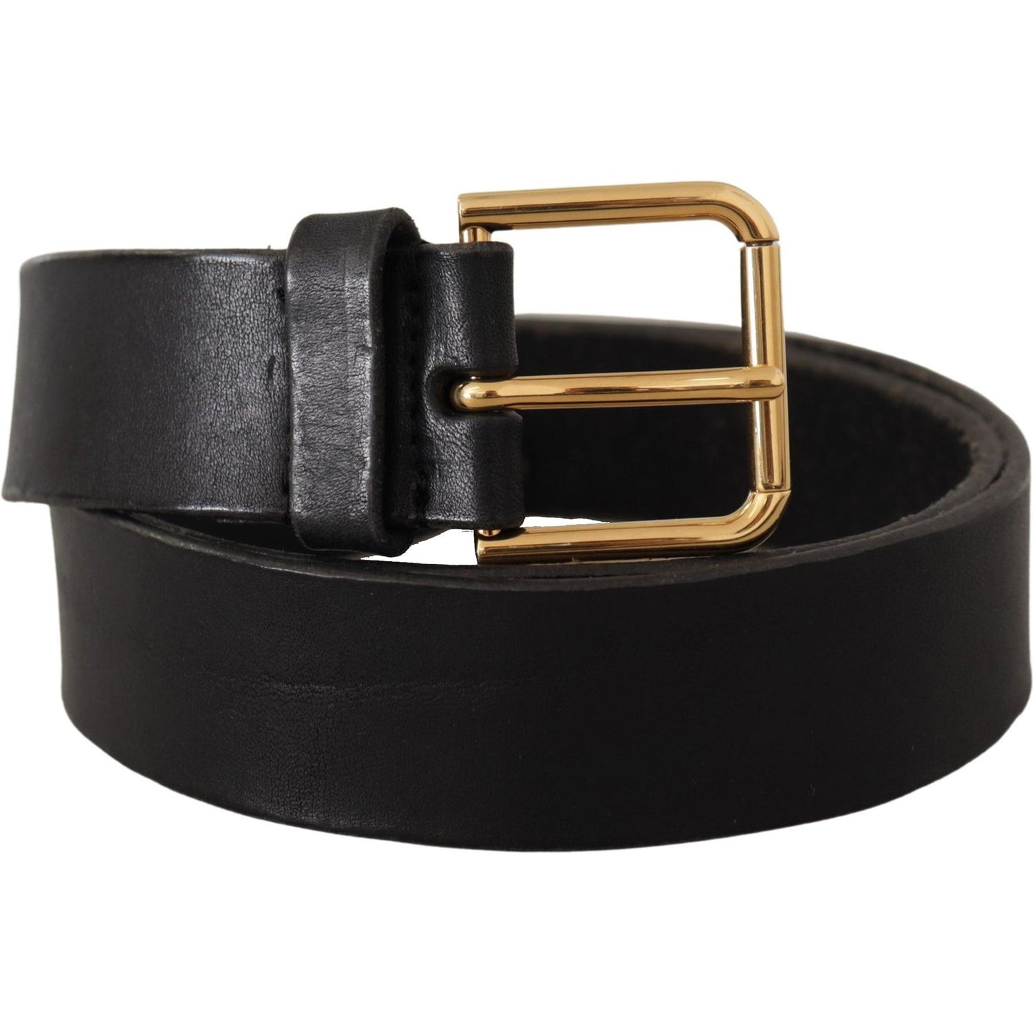 Dolce & Gabbana Elegant Black Leather Belt with Metal Buckle Dolce & Gabbana