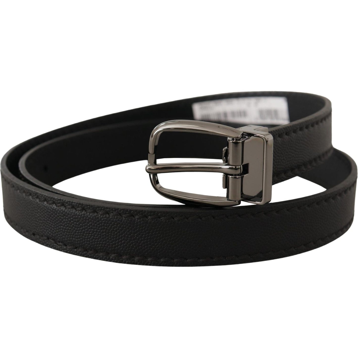 Dolce & Gabbana Elegant Black Leather Belt with Metal Buckle Dolce & Gabbana